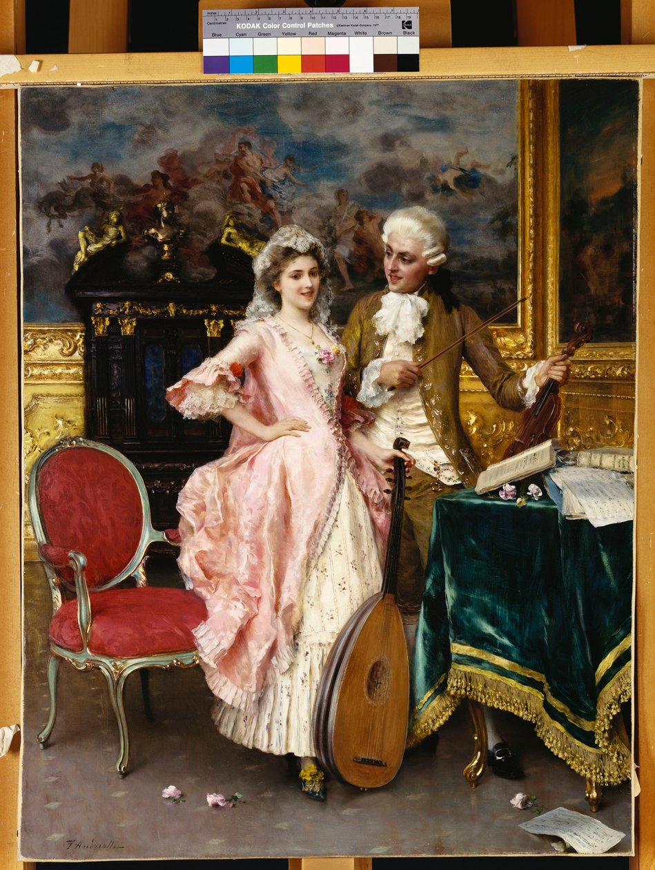 The Music Lesson (olje på lerret) av Federigo Andreotti