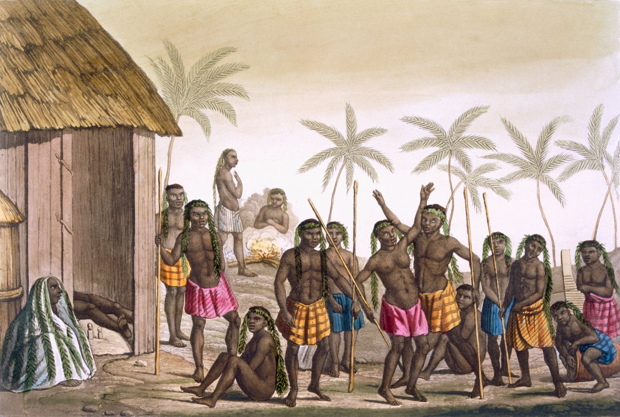 Native Funeral Service nær Luanda, Kongo, fra "Den eldgamle og moderne drakten ...", av Giulio Ferrario av Felice Campi