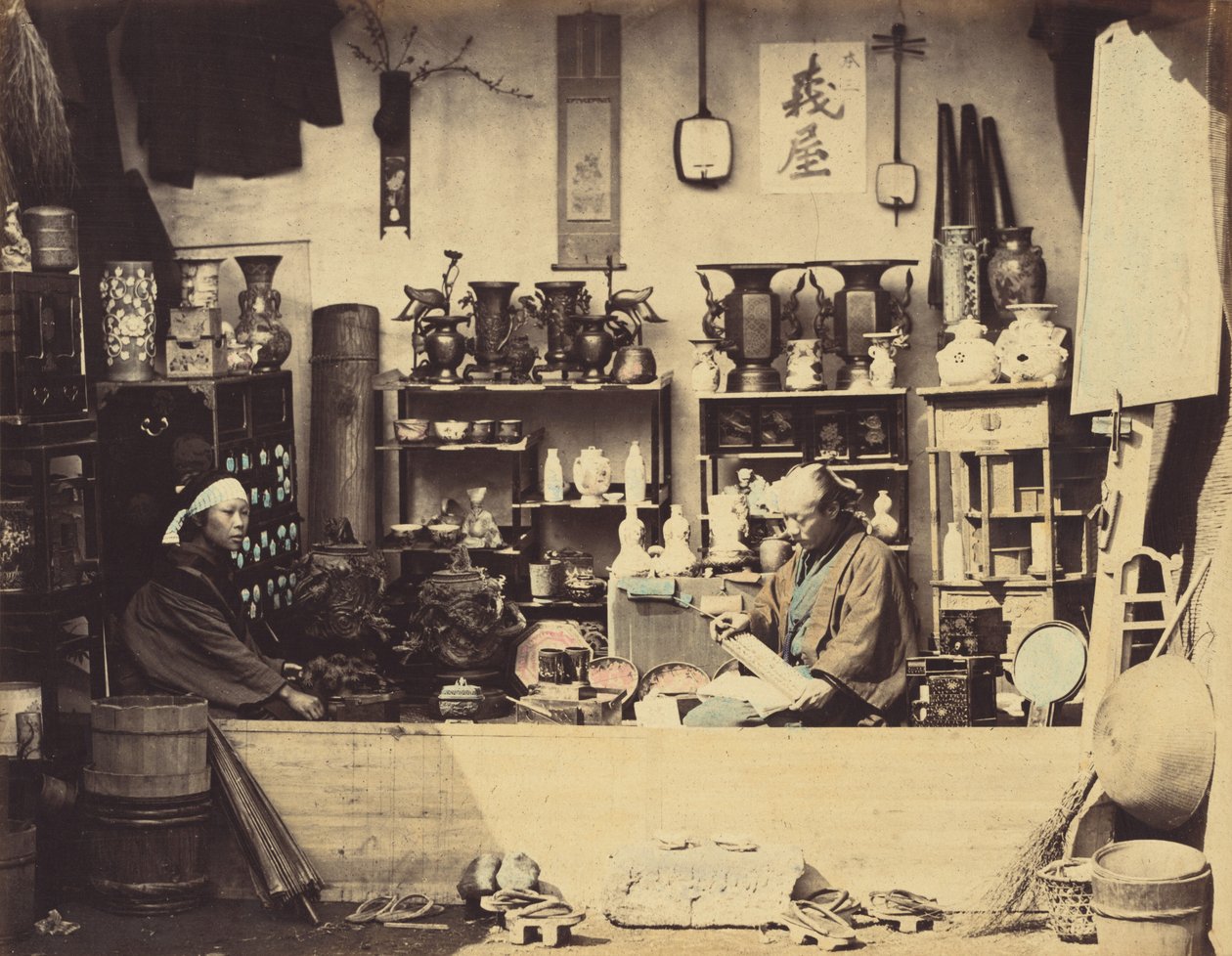 Curio Shop, ca. 1865. av Felice Beato
