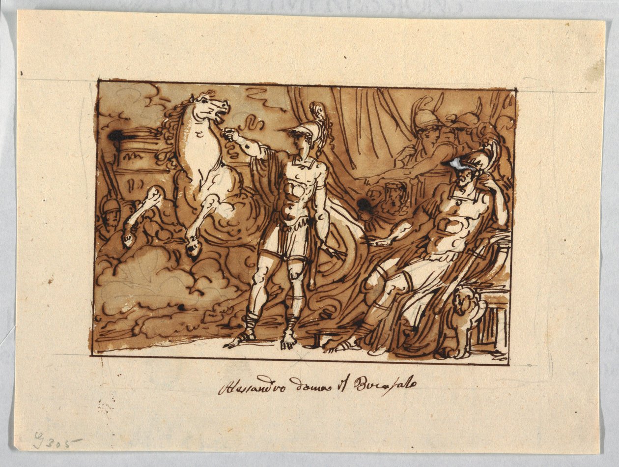 Alexander den store temmer Bucephalus av Felice Giani