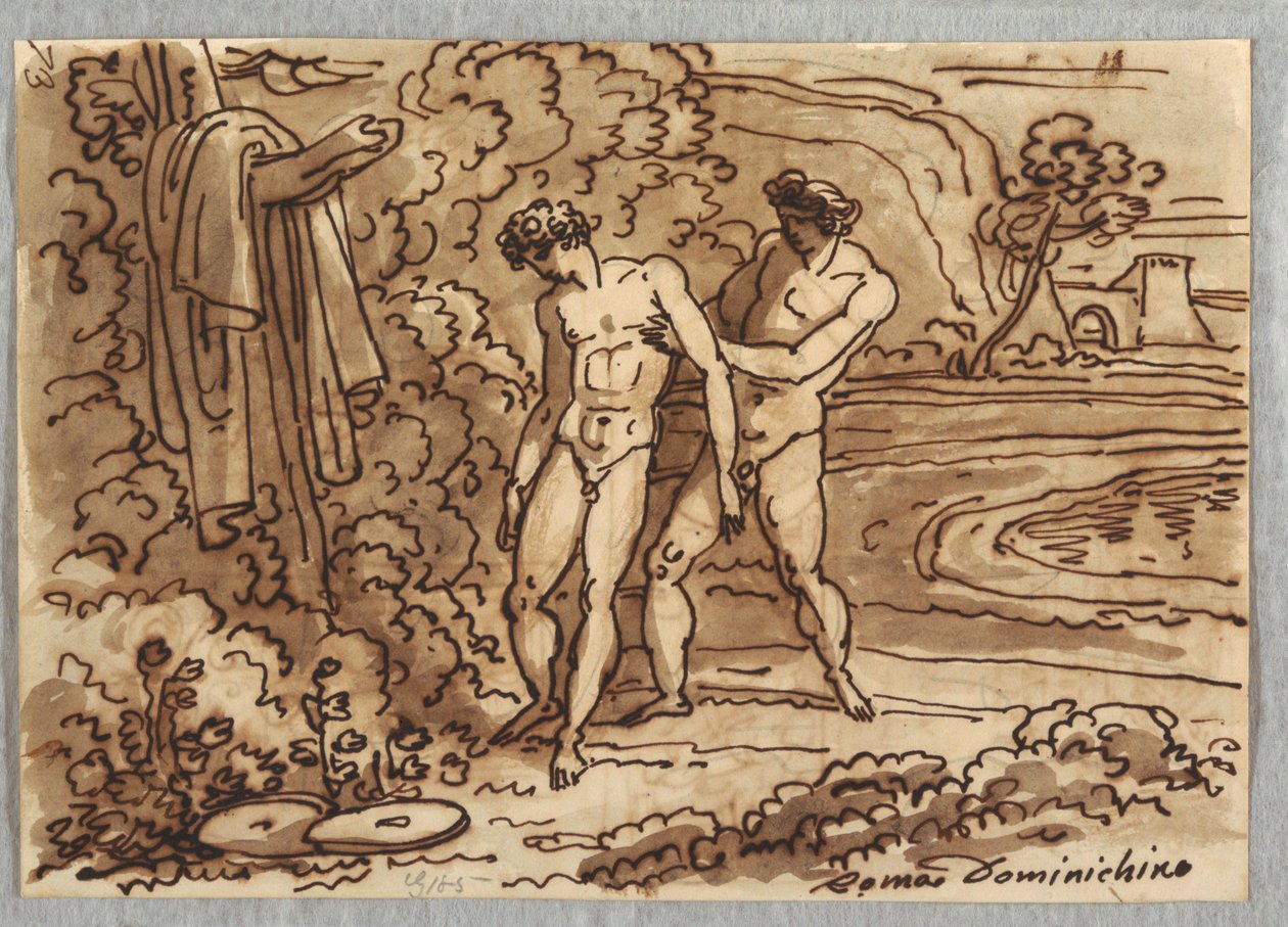 Apollo og Hyacinth, etter Domenichino av Felice Giani