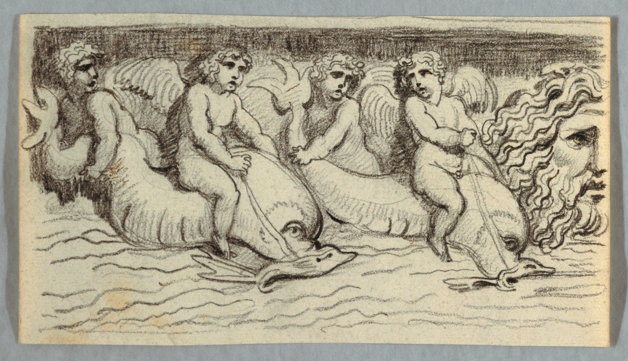 Fris med delfiner og putto av Felice Giani