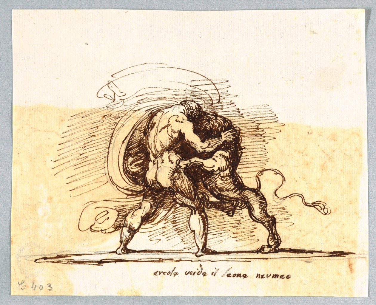 Hercules og Nemean Lion av Felice Giani