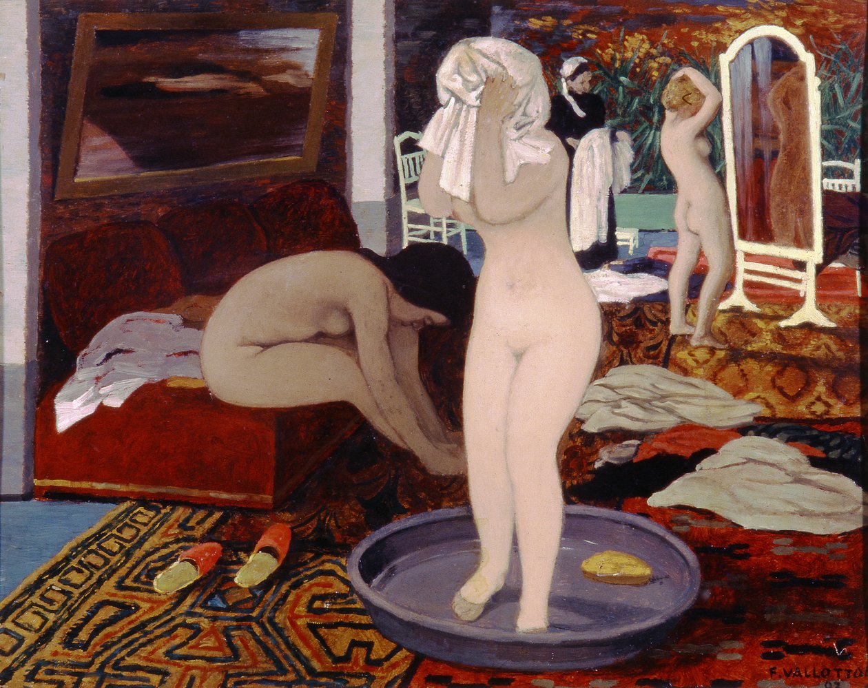 Kvinner på toalettet deres, 1897 (olje på papp) av Felix Edouard Vallotton