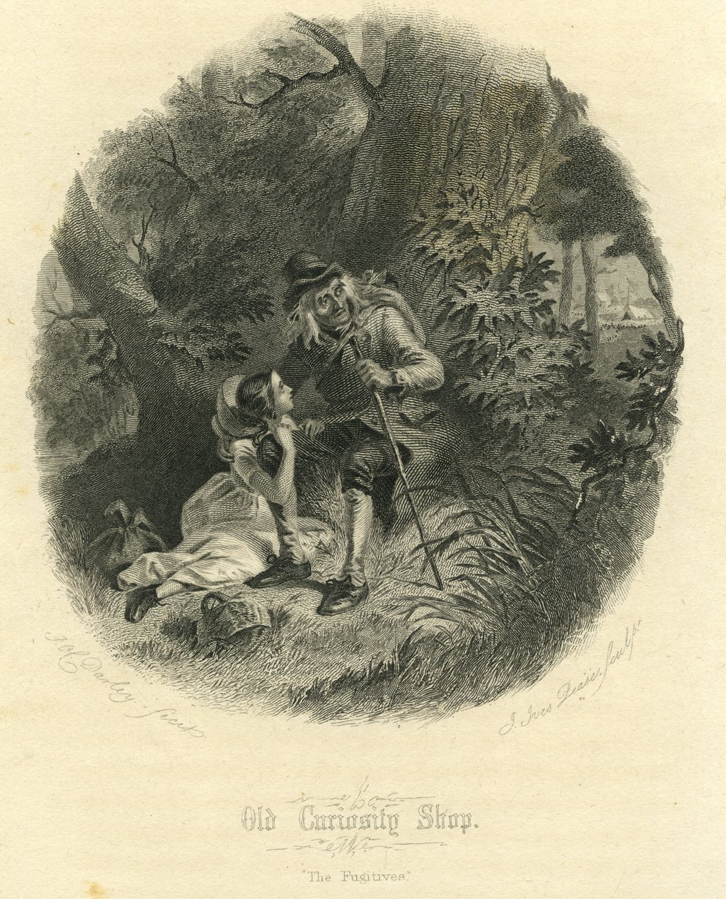 Old Curiosity Shop: The Fugitives, gravert av Joseph Ives Pease (1809-83), 1868 av Felix Octavius Carr Darley