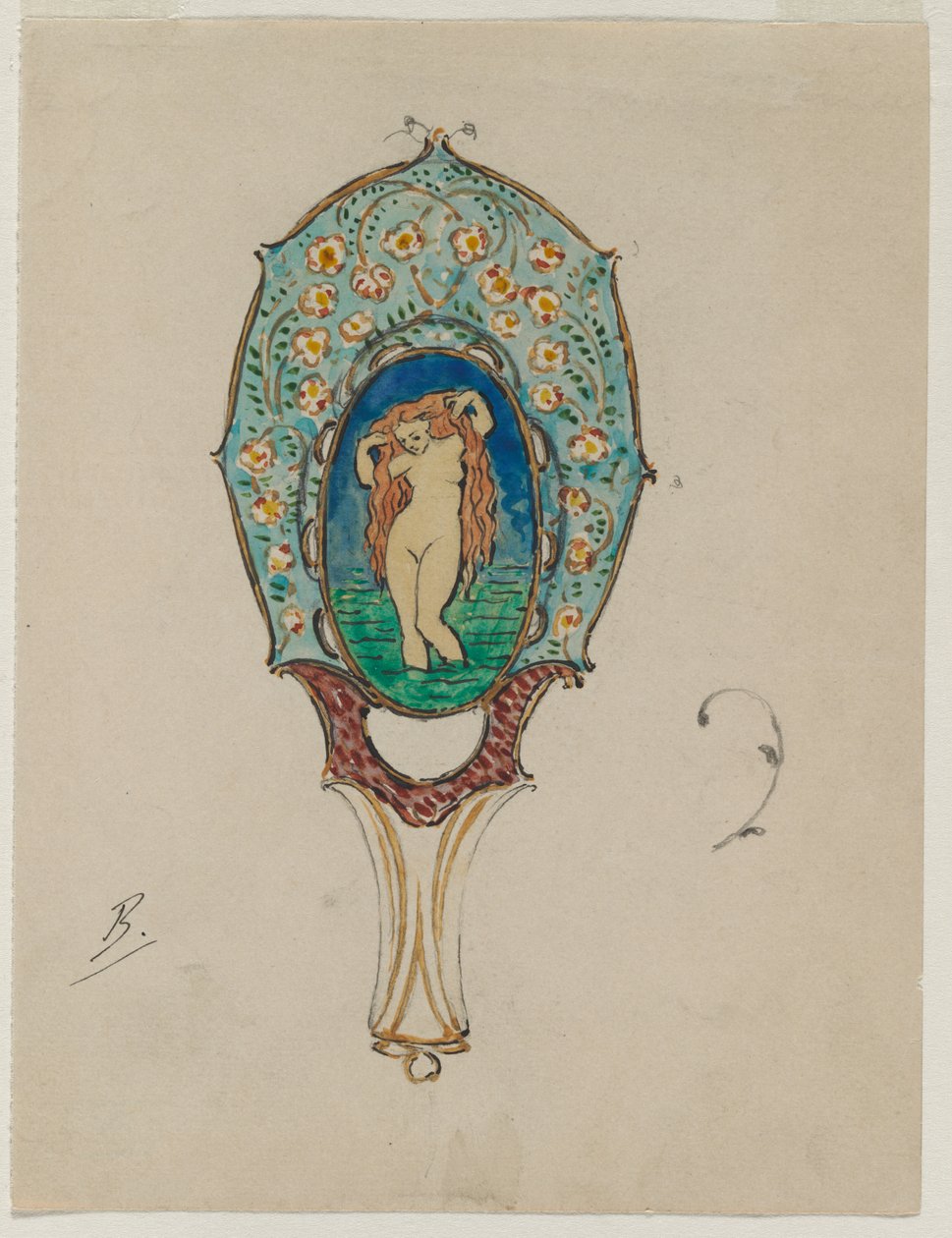 Design for et håndspeil av Felix Bracquemond