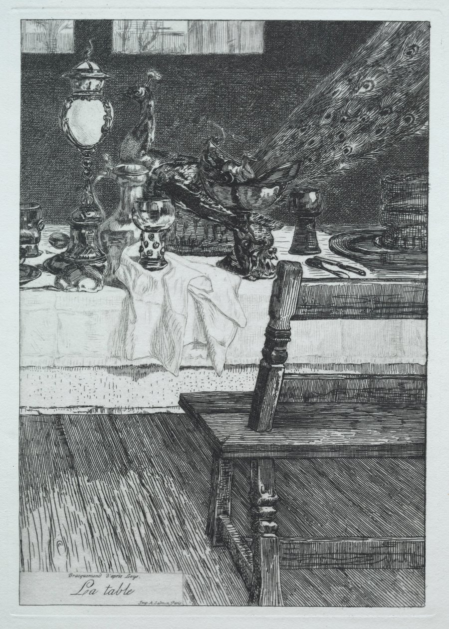 The Table, etter H. Leys, 1868. av Felix Bracquemond