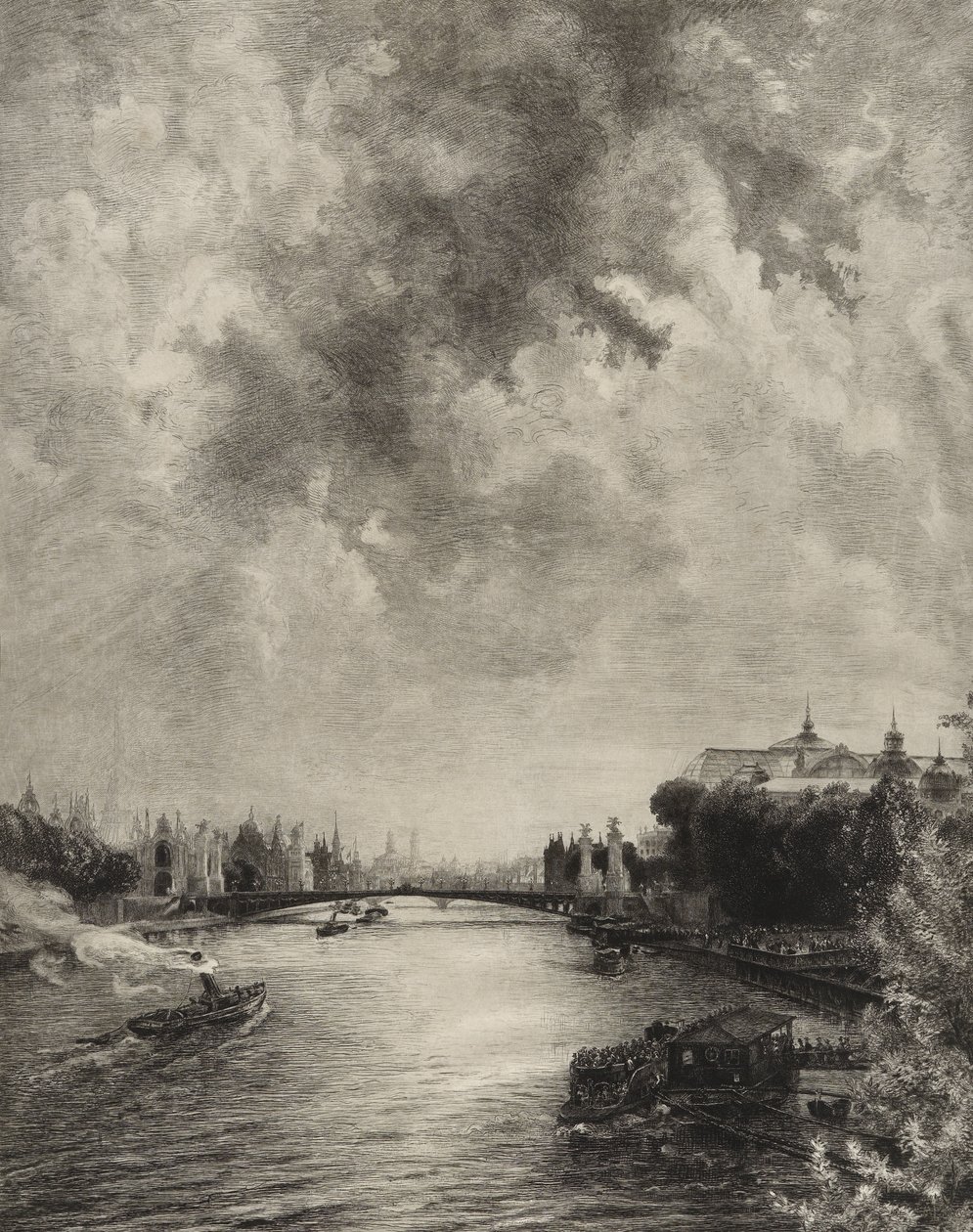 Uten tittel (Utsikt over Seinen) av Felix Bracquemond