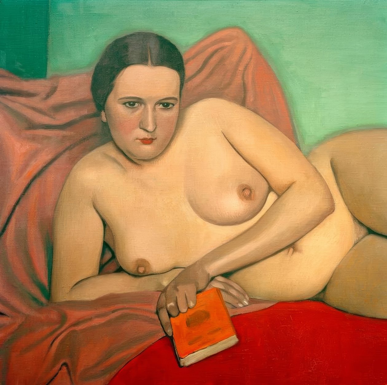 Naken kvinne holder en bok av Felix Edouard Vallotton