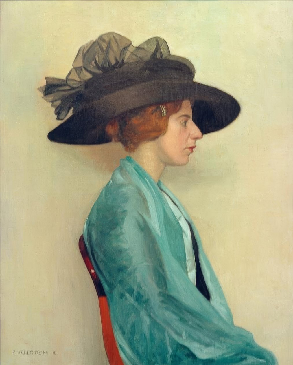 Ung kvinne i svart hatt av Felix Edouard Vallotton