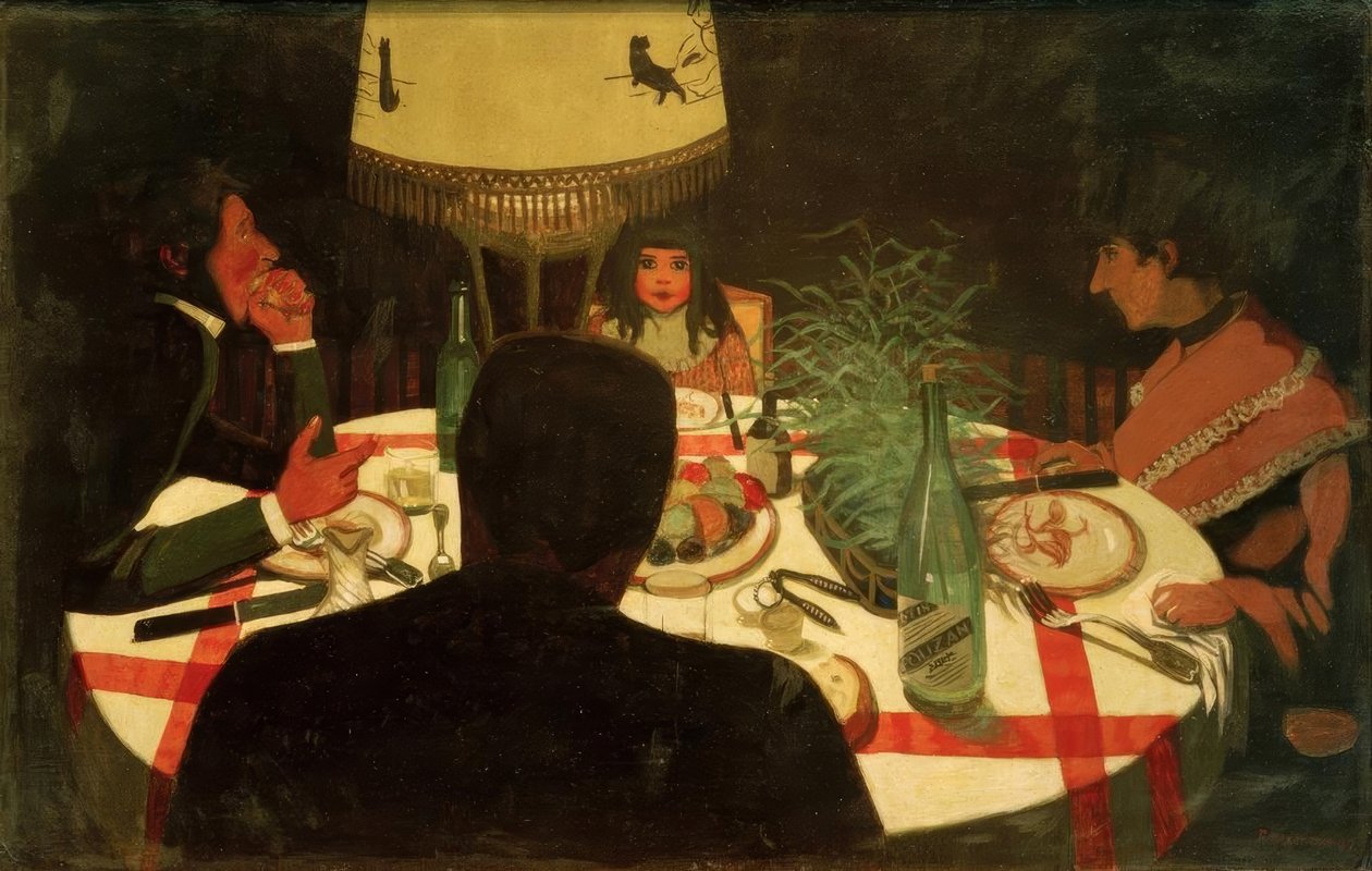 Middag, lampeeffekt av Felix Edouard Vallotton