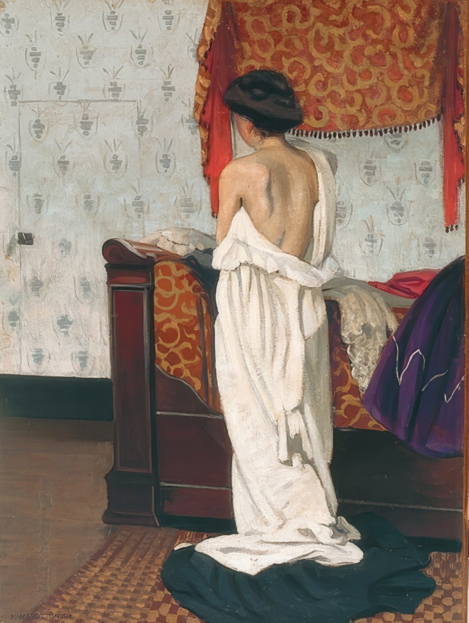 Ryggakt i et interiør. 1902 av Felix Edouard Vallotton