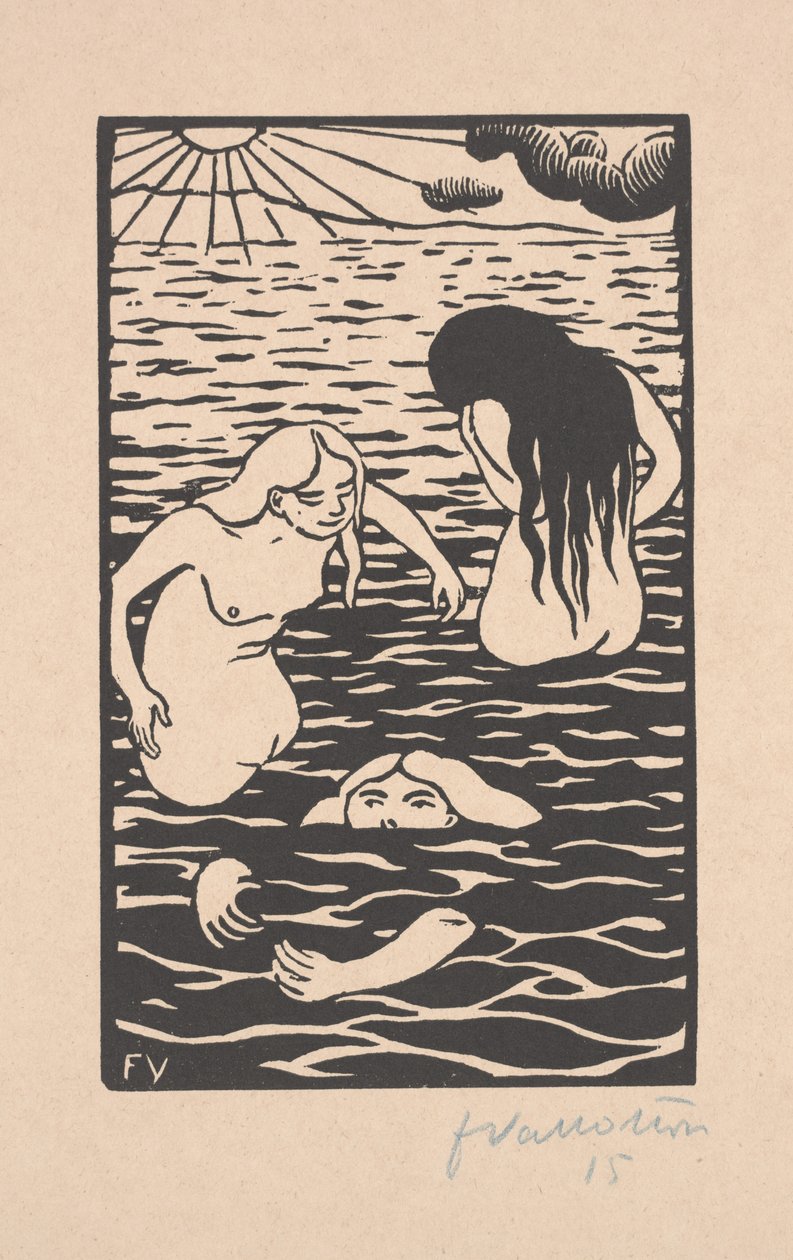 Tre badende av Felix Edouard Vallotton