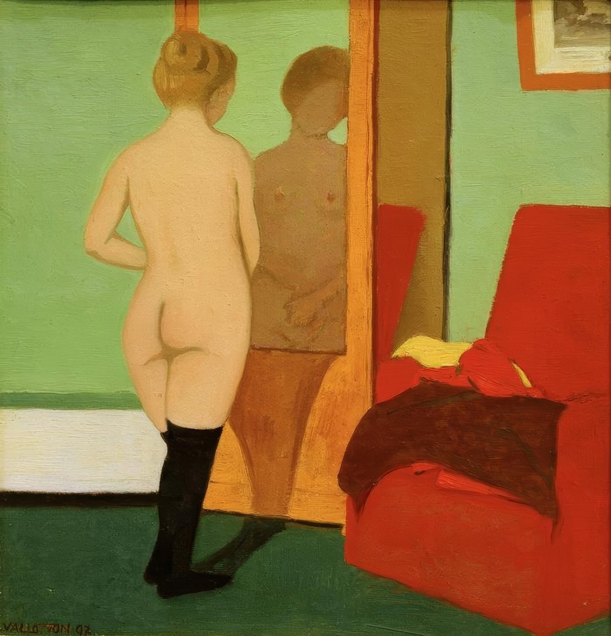 Naken kvinne foran et speilskap av Felix Edouard Vallotton