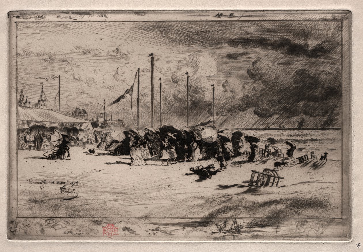 En storm ved Trouville, 1874. av Felix Hilaire Buhot