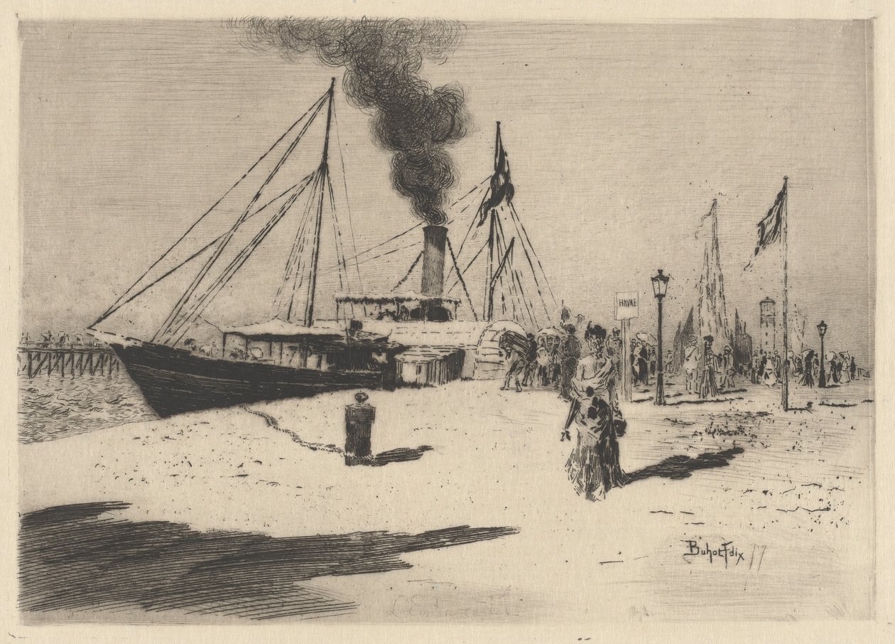 Pier ved Trouville Wharf i Trouville, 1877. av Felix Hilaire Buhot