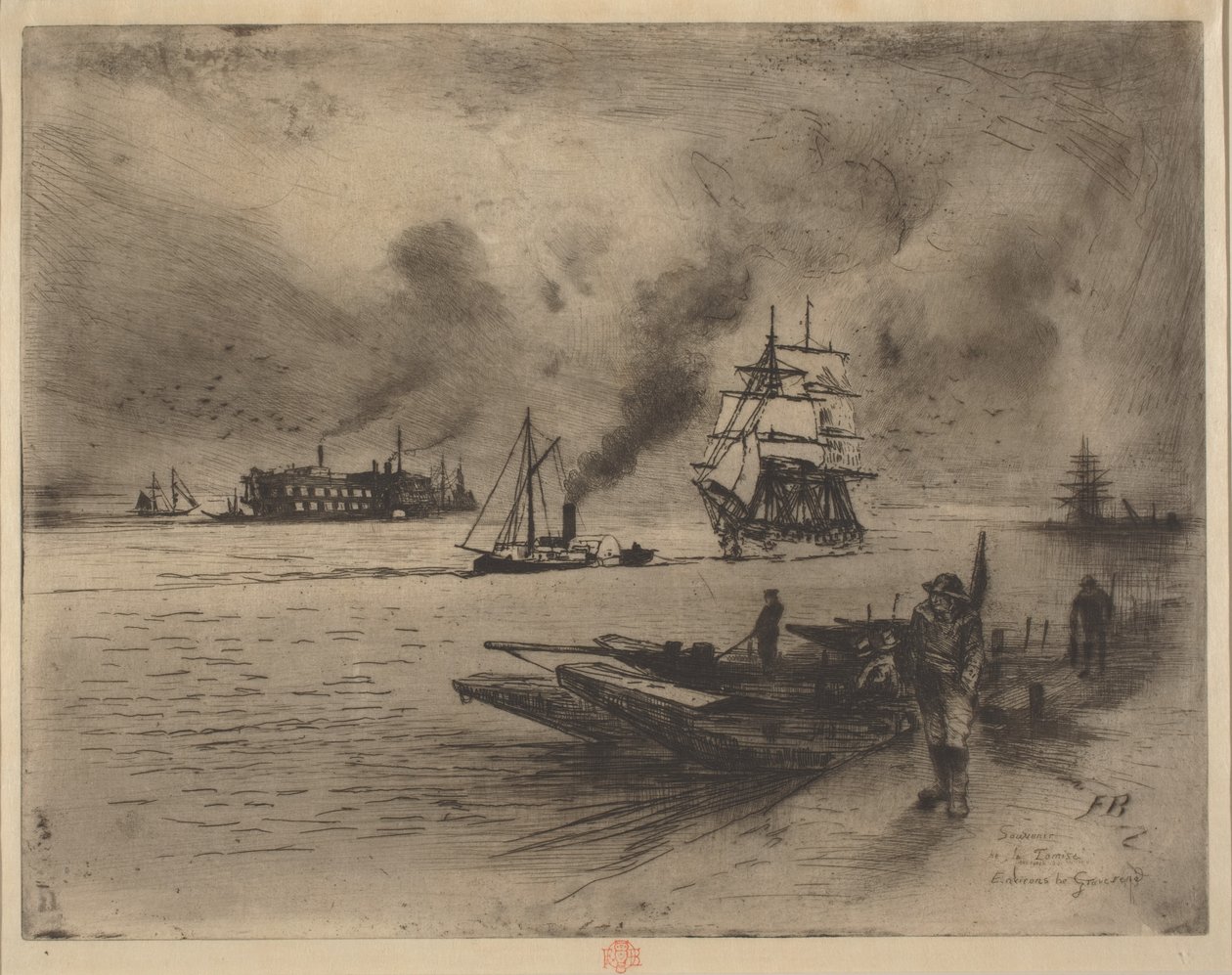 Omgivelsene til Gravesend av Felix Hilaire Buhot