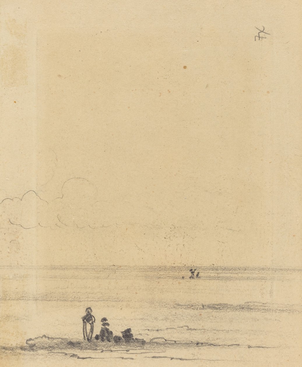 Figurer på en kysten [verso] av Felix Hilaire Buhot