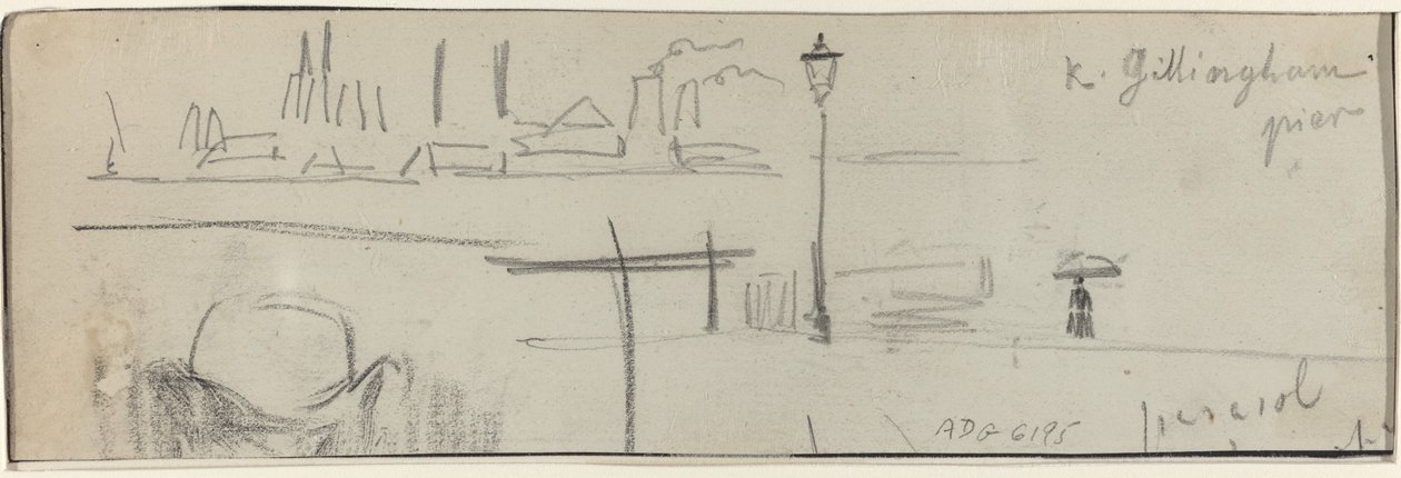 Gillingham Pier, London [verso], ca. 1884. av Felix Hilaire Buhot