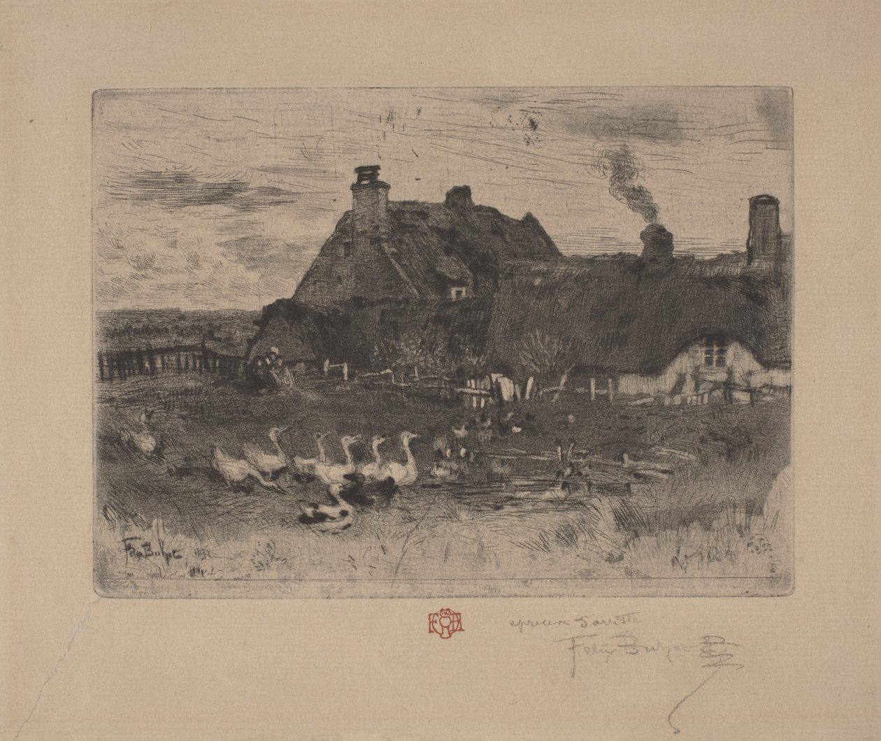 De små hyttene, 1878. av Felix Hilaire Buhot