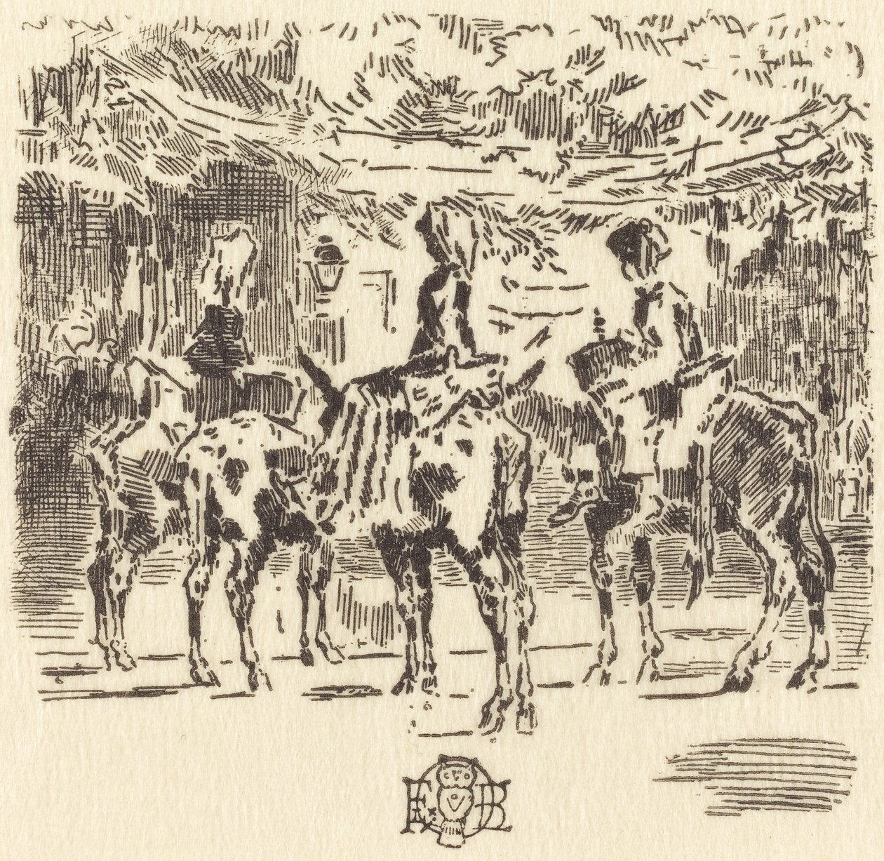 Luchons små esler, 1873. av Felix Hilaire Buhot