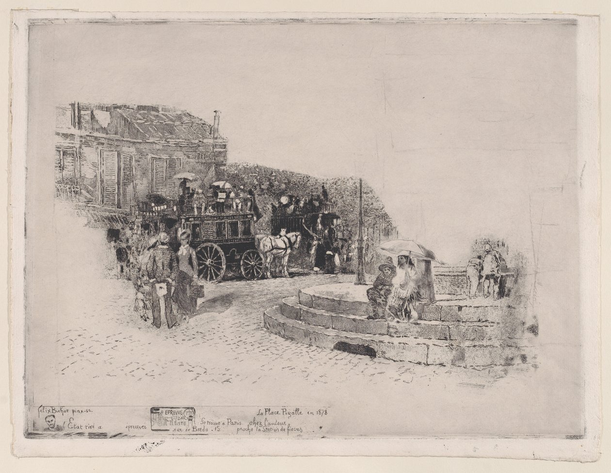 Place Pigalle i 1878, 1878-98. av Felix Hilaire Buhot