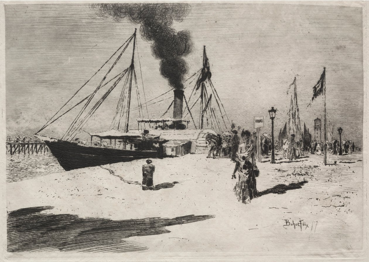 The Wharf at Trouville, 1877. av Felix Hilaire Buhot