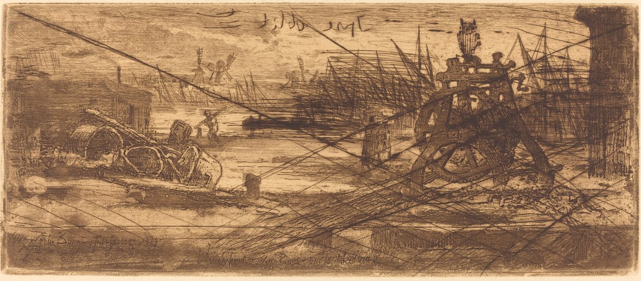 Et gammelt verft i Rochester, 1879. av Felix Hilaire Buhot