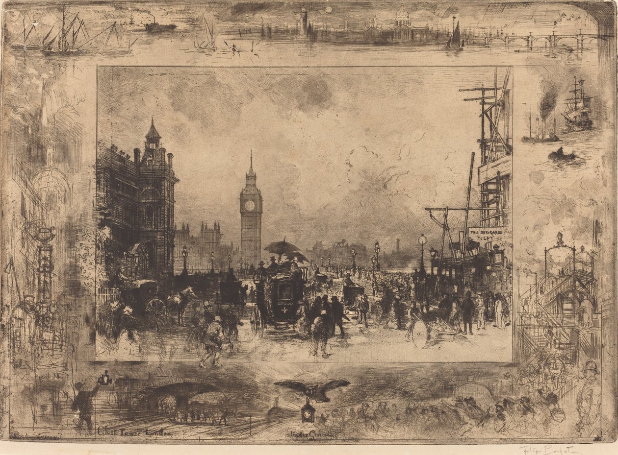 Westminster Bridge, 1884. av Felix Hilaire Buhot