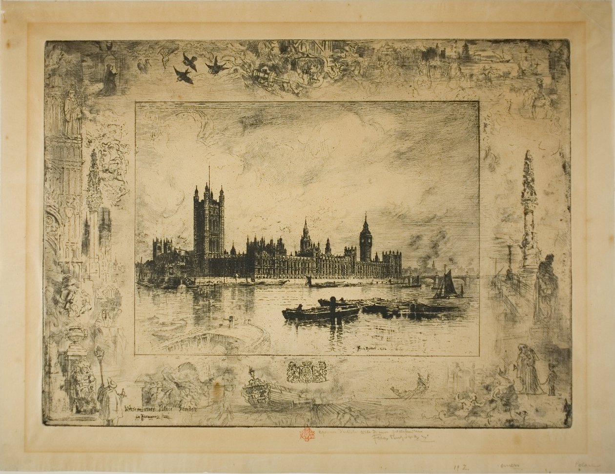 Westminster Palace, London av Felix Hilaire Buhot
