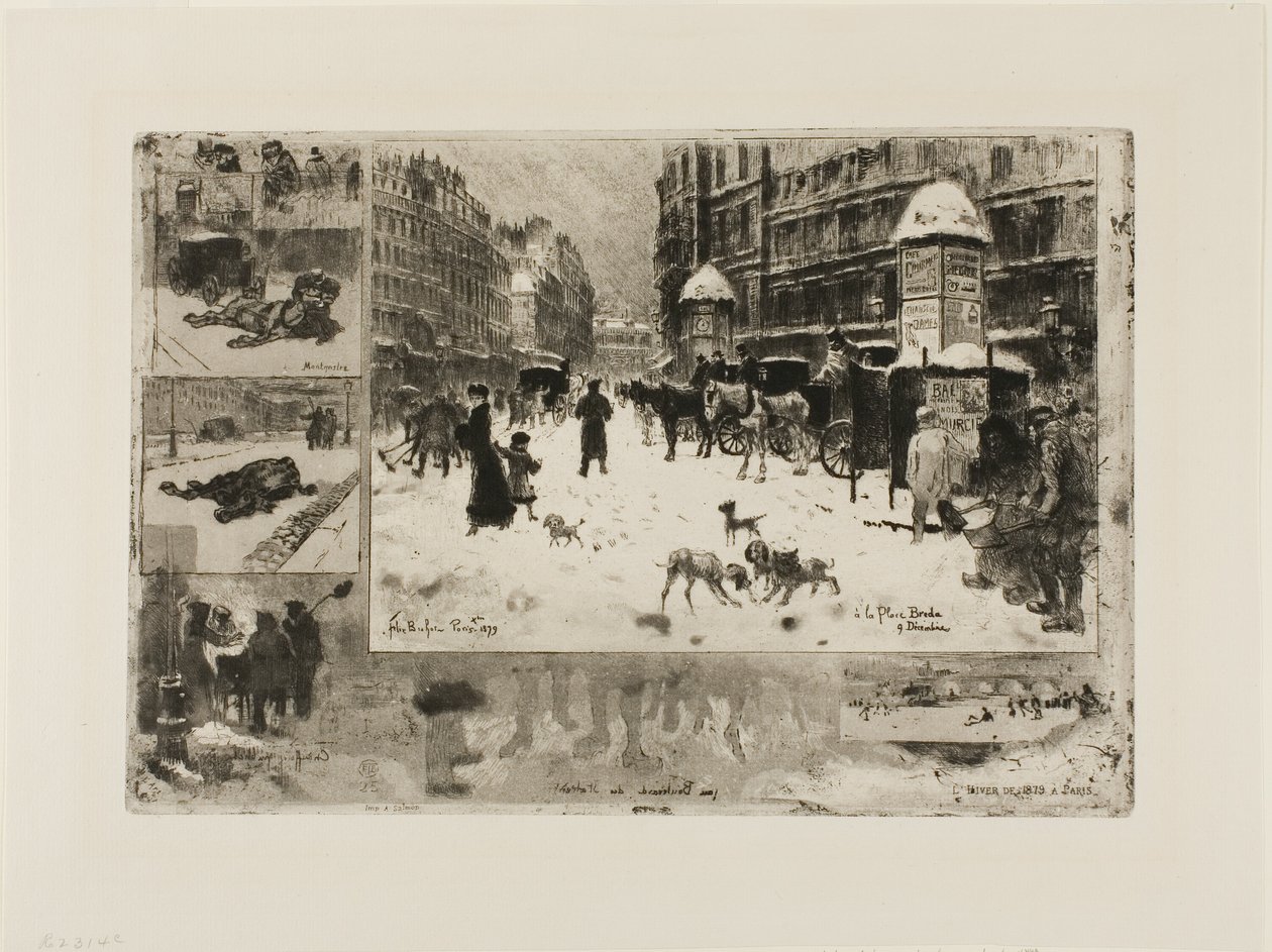 Vinter i Paris av Felix Hilaire Buhot