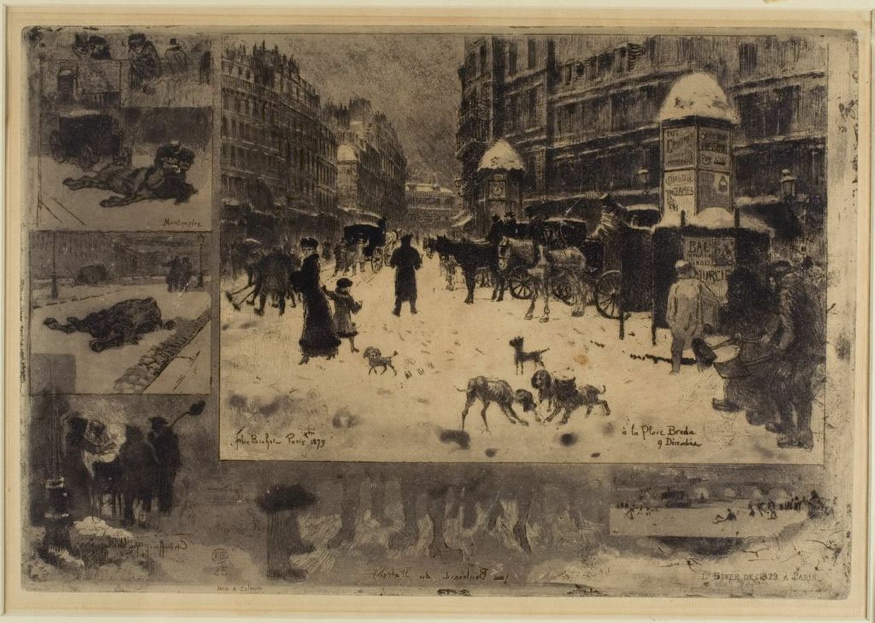 Vinter i Paris av Felix Hilaire Buhot