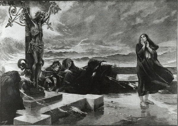The Sign (gravering) (s/hvitt bilde) av Felix Hippolyte Lanoue