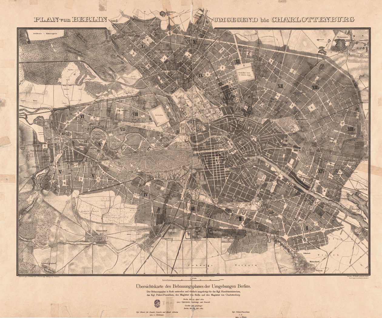 Oversiktskart over utviklingsplanen for Berlin. av Ferdinand Boehm