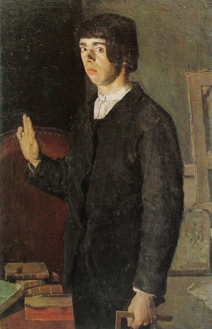 Der Student, Selbstbildnis.nAlternative titler: nTysk: Selbstbildnis: Der Student. av Ferdinand Hodler