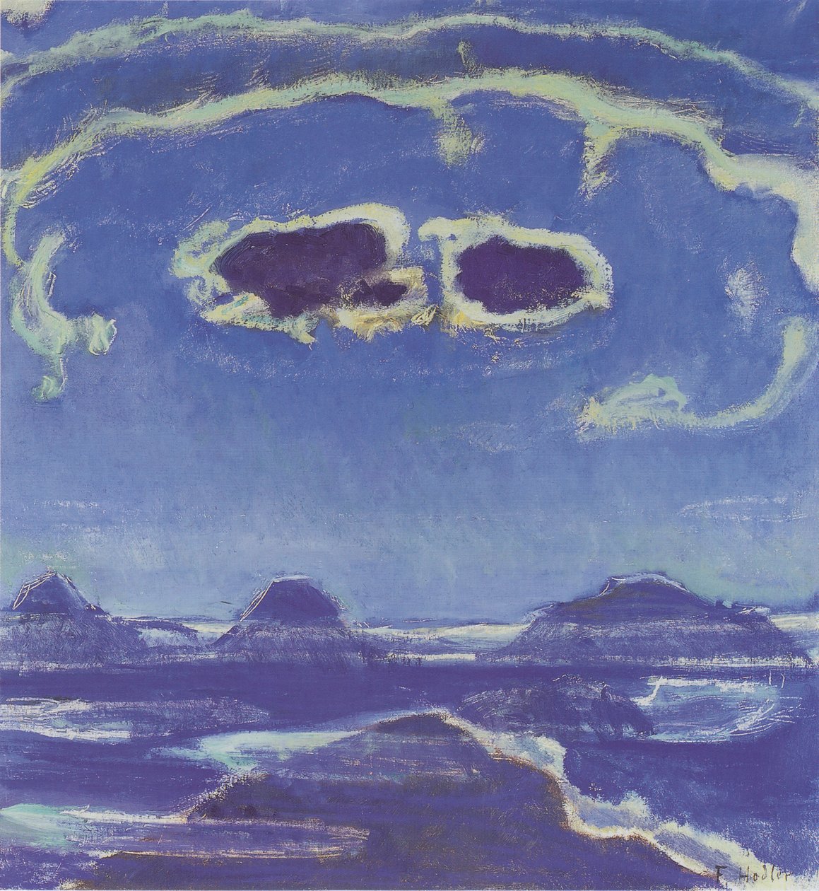 Eiger, Mönch og Jungfrau i måneskinn av Ferdinand Hodler