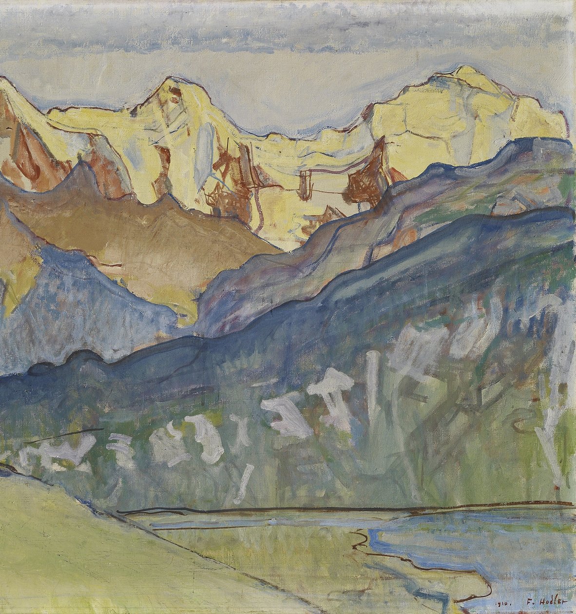 Eiger, Mönch og Jungfrau fra Beatenberg av Ferdinand Hodler