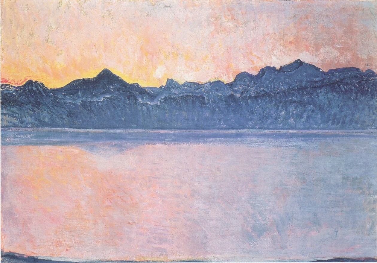 Genfersjøen med Mont-Blanc i morgenlyset av Ferdinand Hodler