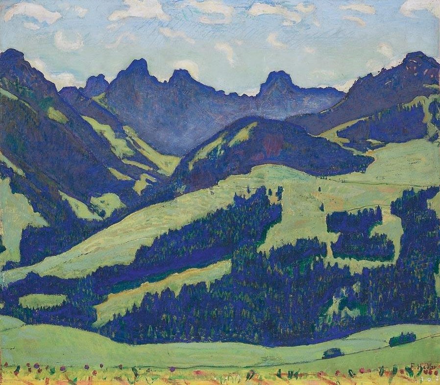 Landskap på Château dOex av Ferdinand Hodler