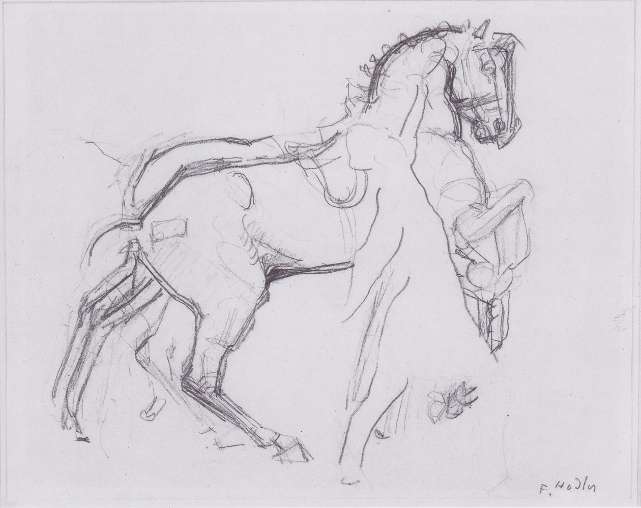 Kavalerist med hest som rykker til høyre av Ferdinand Hodler