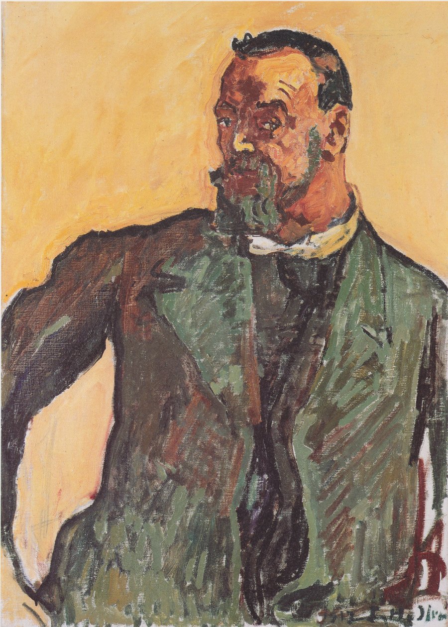 Selvportrett med en grønn smock av Ferdinand Hodler