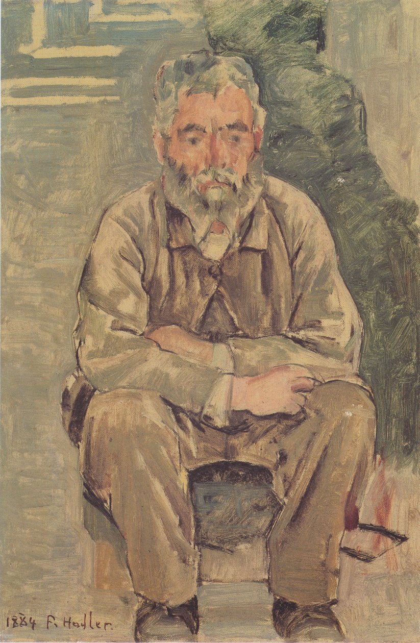 Sitter skjeggete mann av Ferdinand Hodler