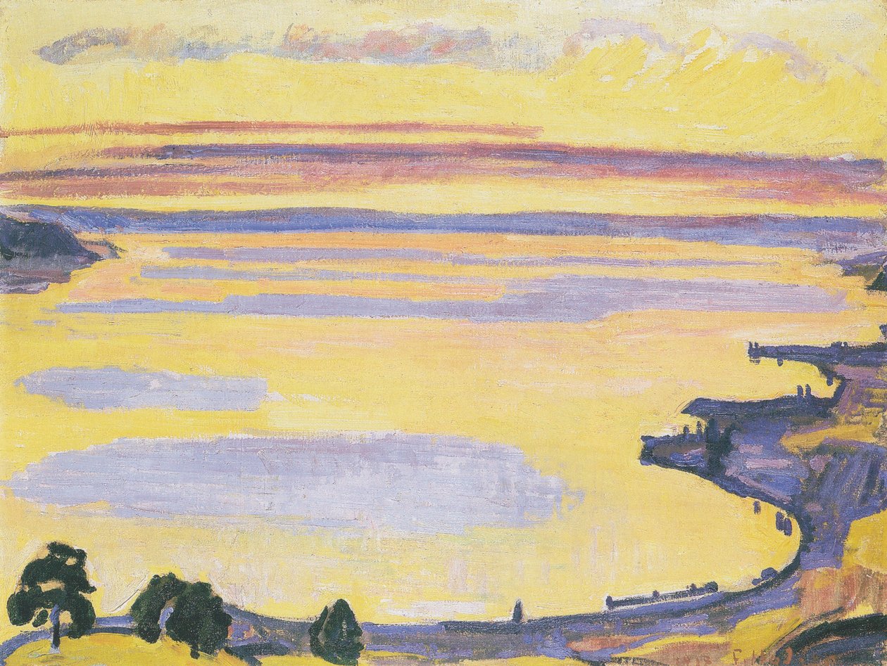 Solnedgang ved Genfersjøen fra Caux av Ferdinand Hodler