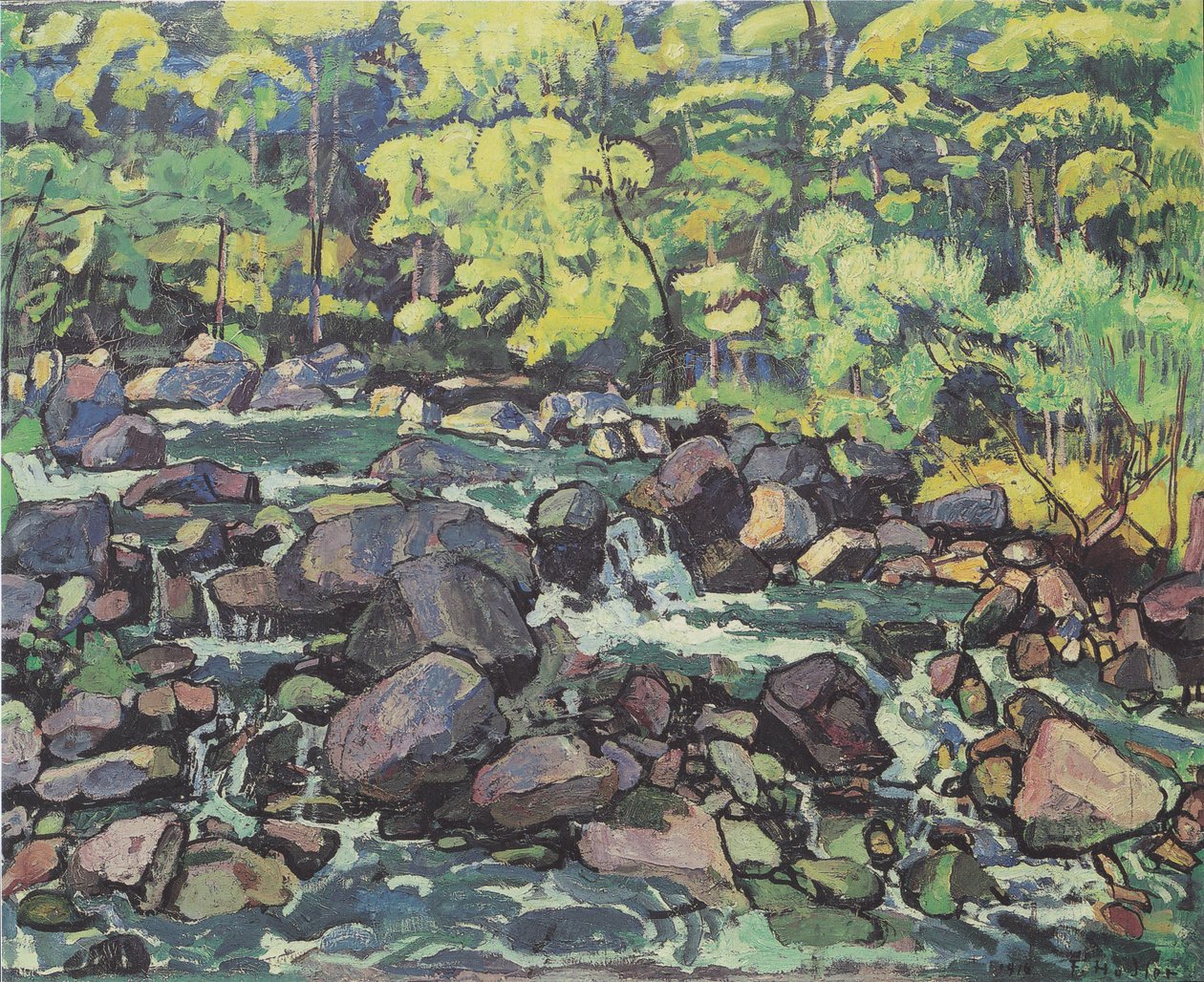 Waldbach nær Champéry av Ferdinand Hodler