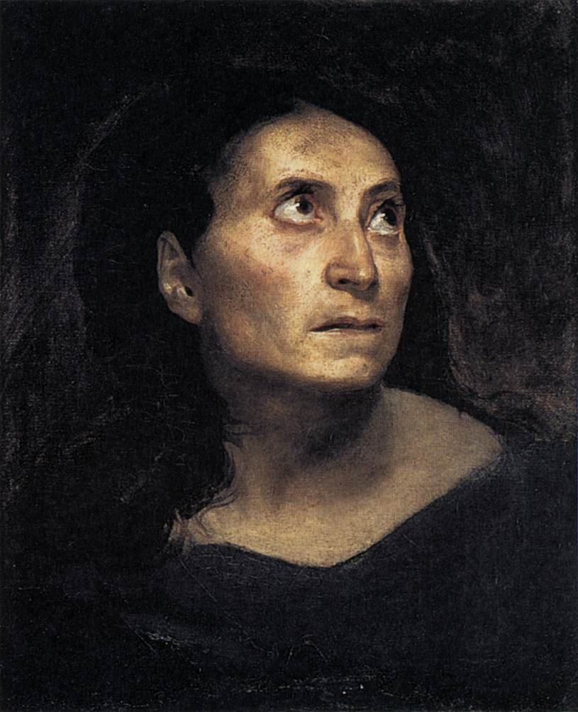 Hodet til en gammel kvinne av Ferdinand Victor Eugene Delacroix