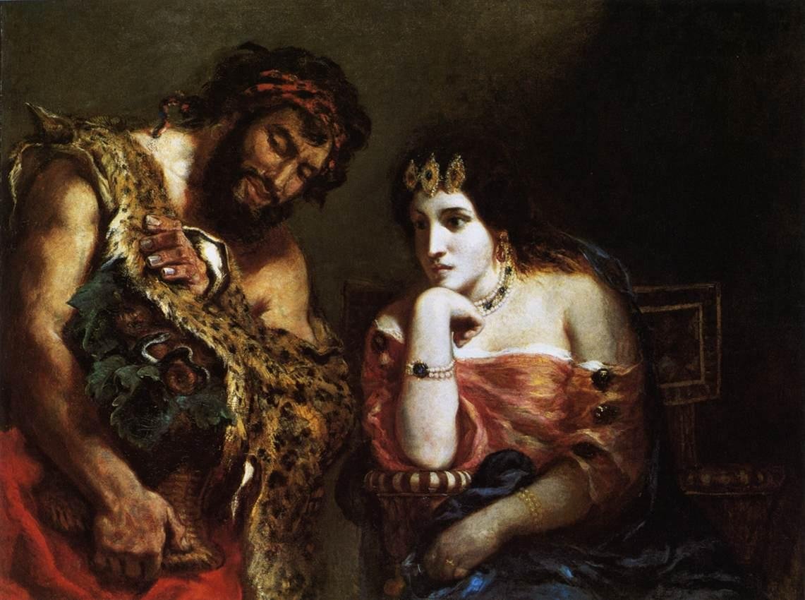 Kleopatra og bonden av Ferdinand Victor Eugene Delacroix