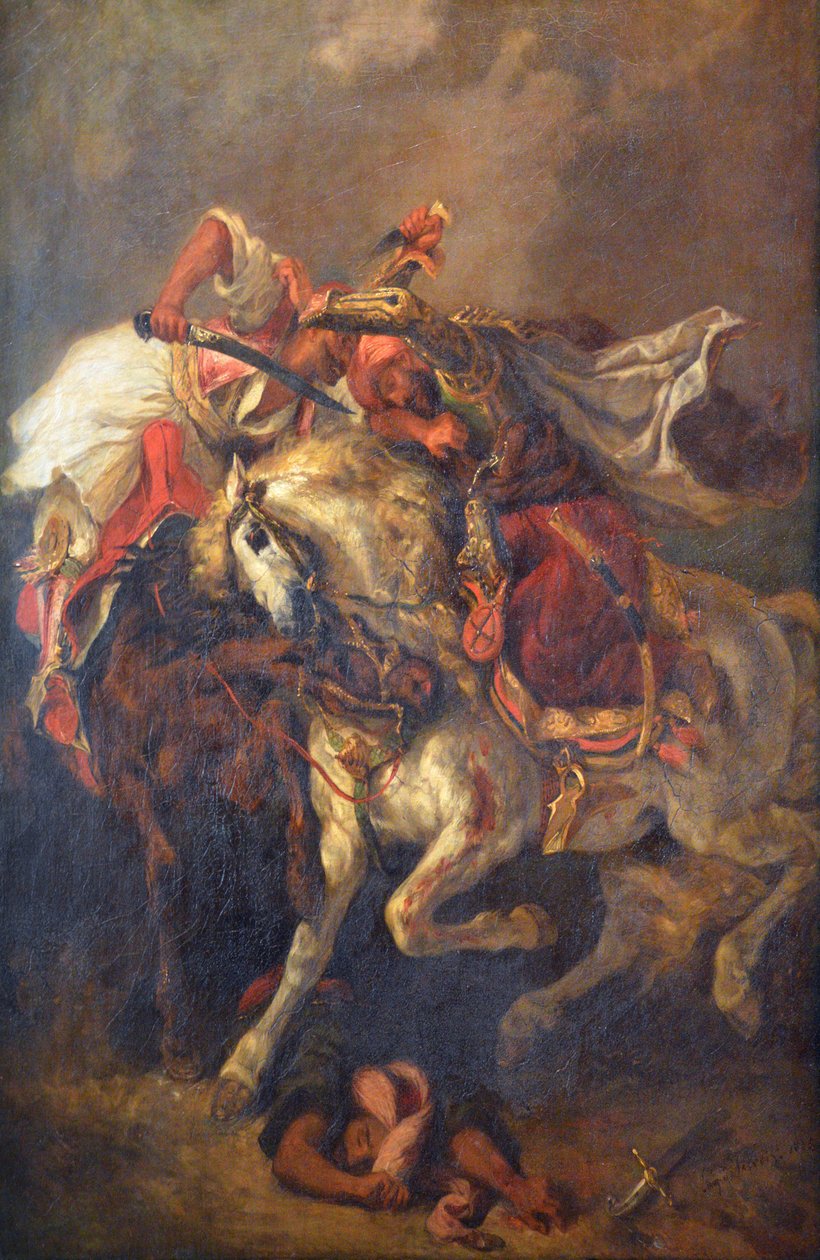 Slaget om giaour og pasha av Ferdinand Victor Eugene Delacroix