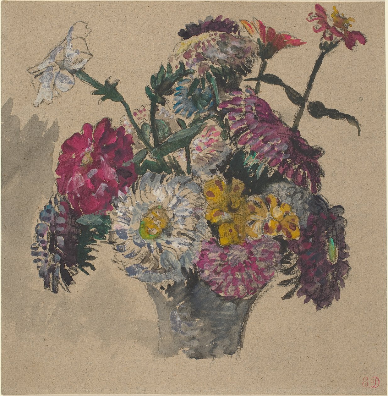 Blomster, 1843 (wc og gouache på papir) av Ferdinand Victor Eugene Delacroix