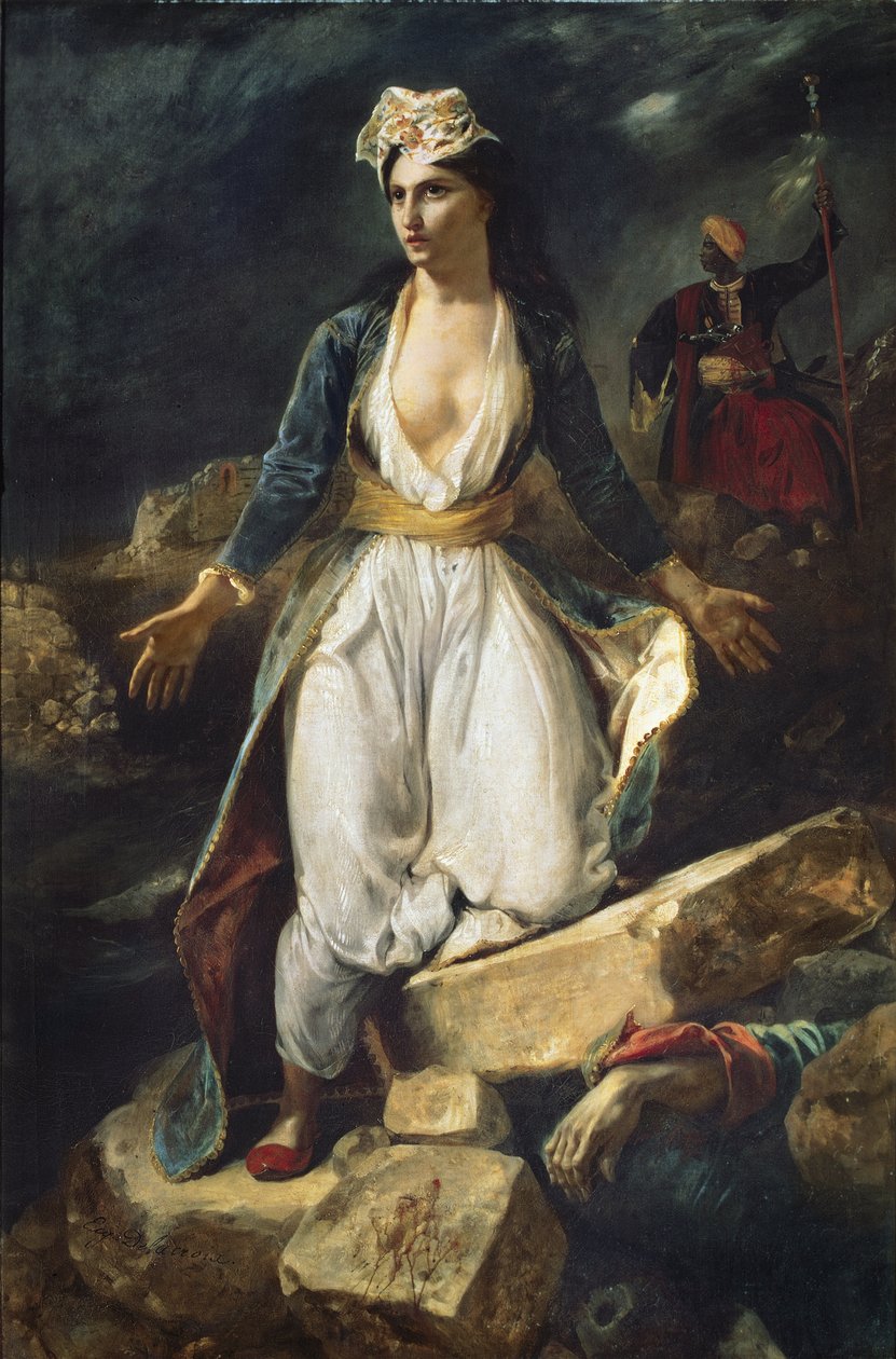 Hellas utløper på ruinene av Missolonghi, 1826 av Ferdinand Victor Eugene Delacroix