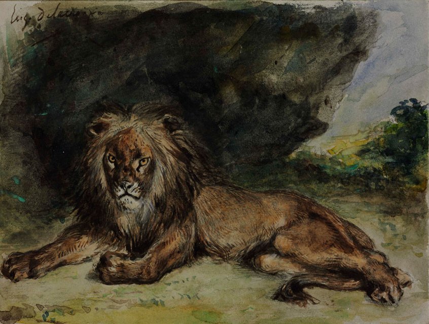 Løve av Ferdinand Victor Eugene Delacroix
